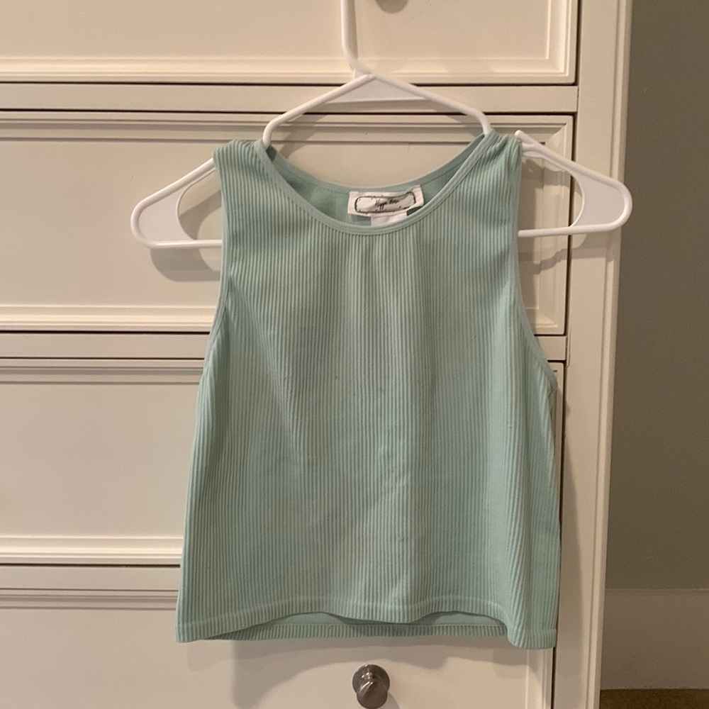 Hippie Rose teal crop tank top